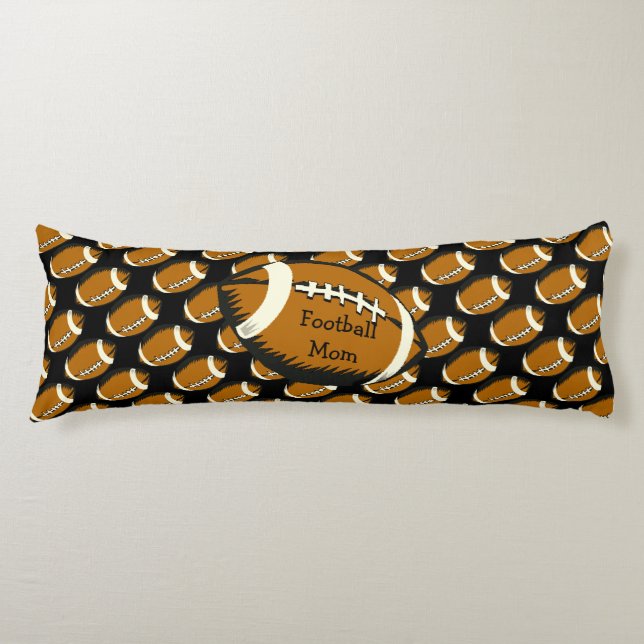 Football Mom Brown and Black Sports Body Pillow (Front)