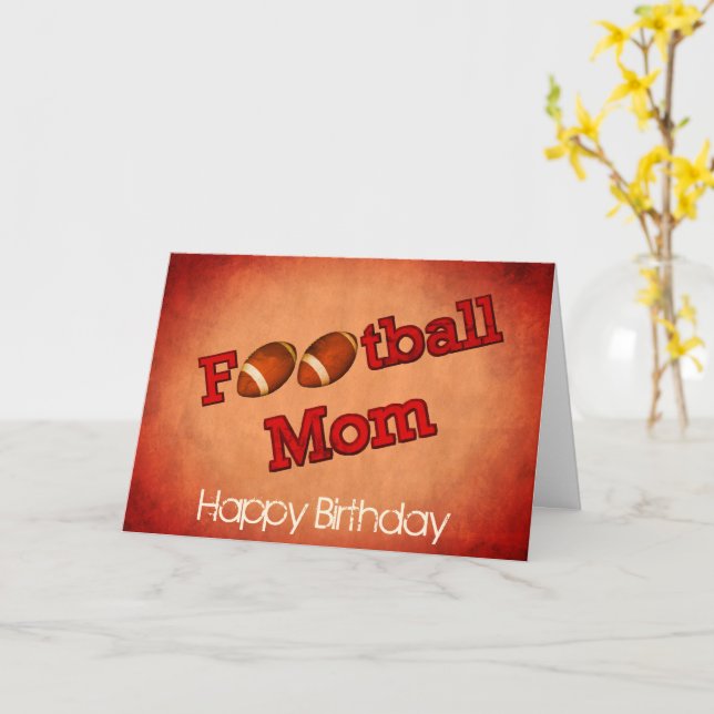 Football Mom Cute Birthday Card (Yellow Flower)