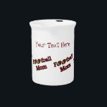 Football Mom Cute Personalized Pitcher<br><div class="desc">Football Mom design cute personalized creamer or pitcher. Replace your text in the template, or be sure to delete for no text. Click on Customize to add text and to change font size, color, and style. Contact me with any questions or requests. This image is available on many products in...</div>
