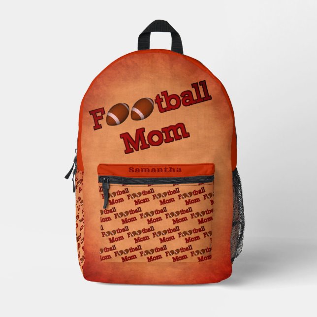 Football Mom Cute Personalized  Printed Backpack (Front)
