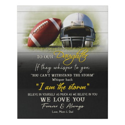 Football MomDad To Our Daughter I Love You Faux Canvas Print