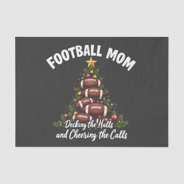 Football Mom Decking The Halls Christmas Football  Tissue Paper (Front)