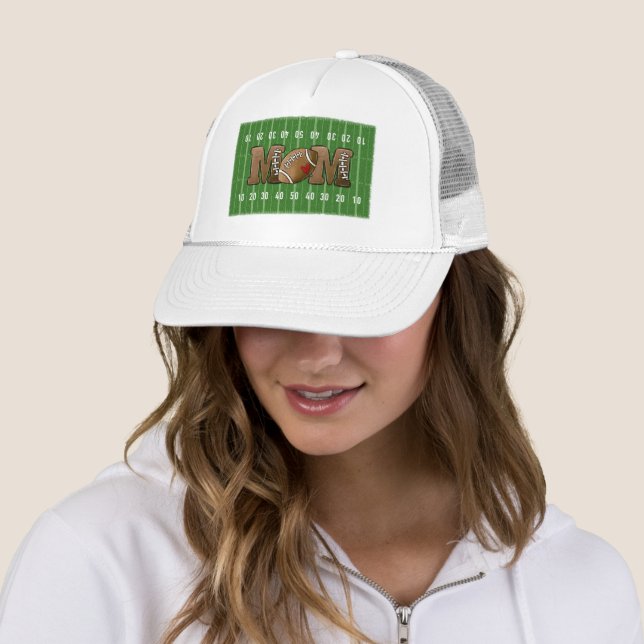 Football Mom Football Field Trucker Hat (In Situ)