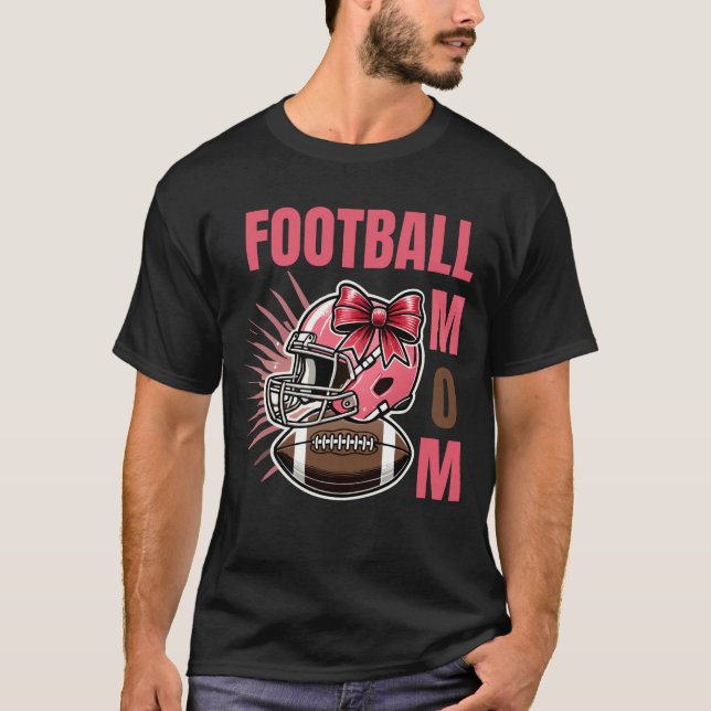 Football Mom Game Day - Red Bows & Helmets  T-Shirt (Front)