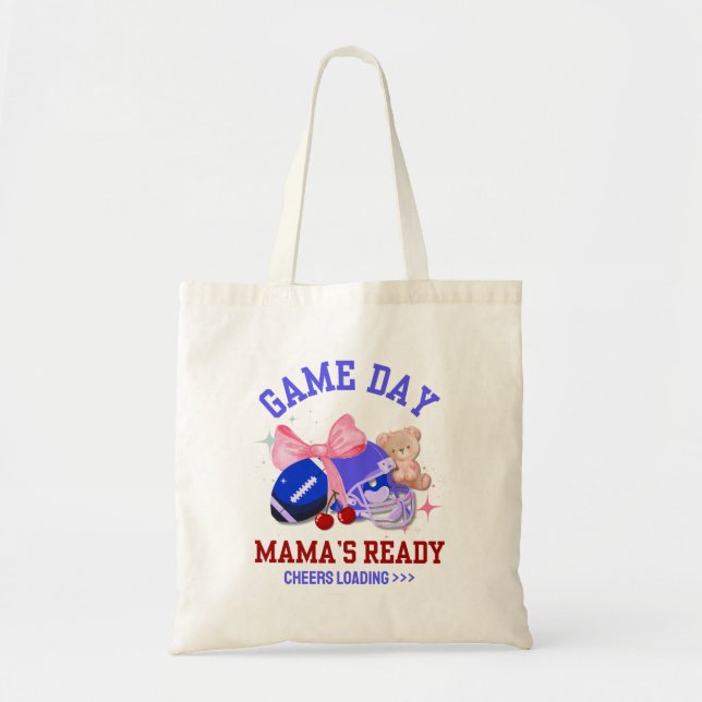 Football Mom GAME'S DAY MAMA'S READY Tote Bag (Front)