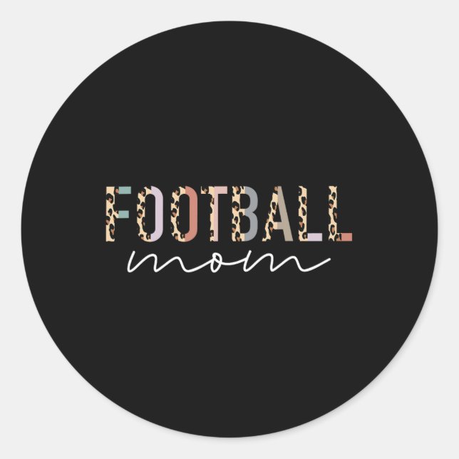 Football Mom Gifts Leopard Print Football Mama Mot Classic Round Sticker (Front)