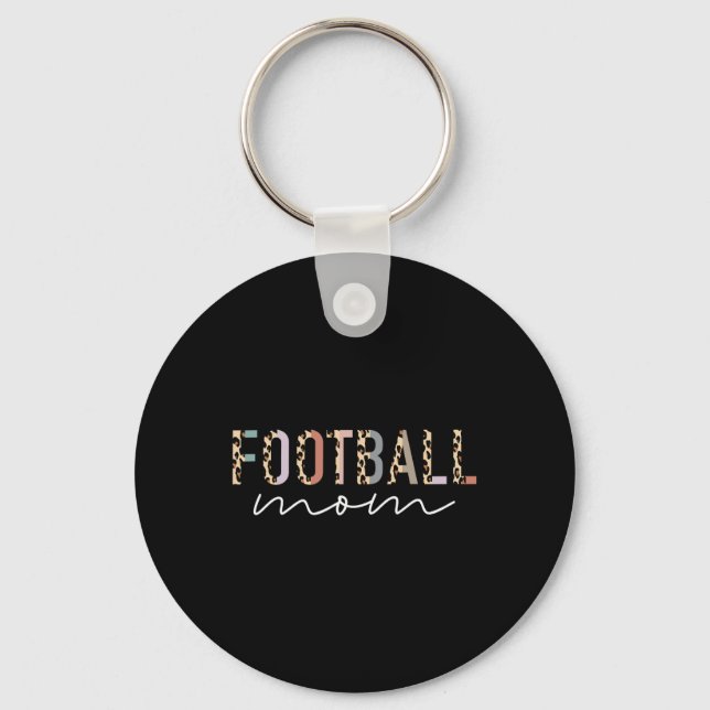 Football Mom Gifts Leopard Print Football Mama Mot Keychain (Front)