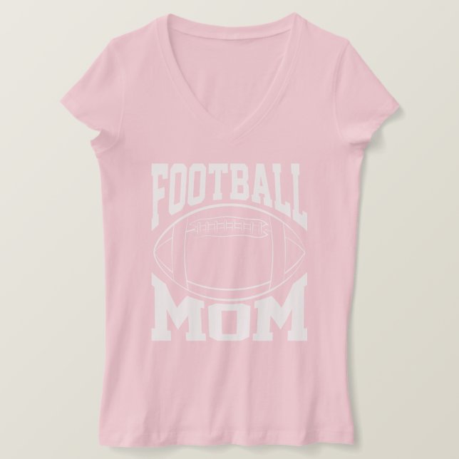 Football Mom in White with Player Name and Number T-Shirt (Design Front)