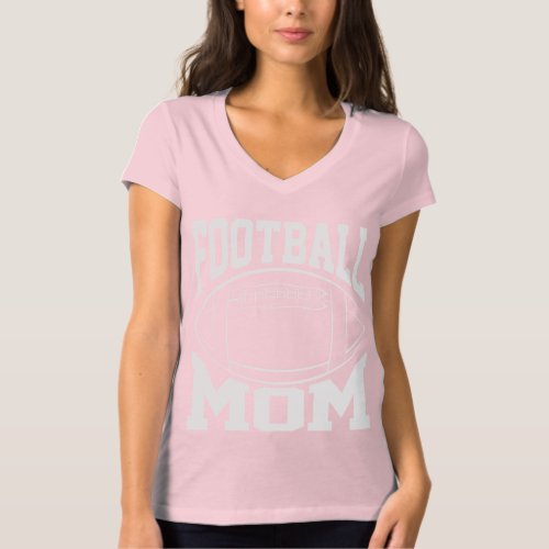 Football Mom in White with Player Name and Number T_Shirt