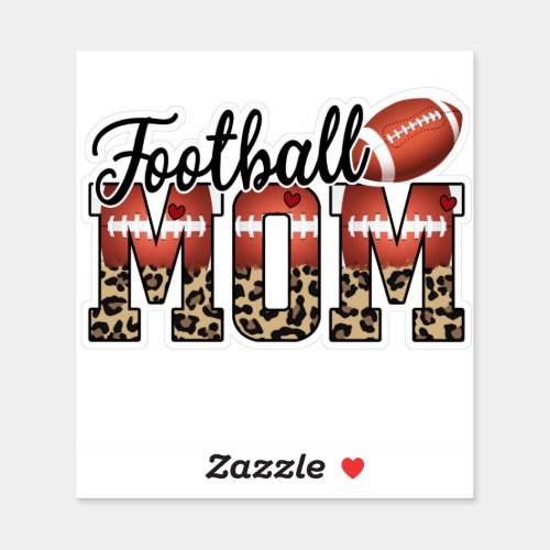 Football Mom Leopard Typography Sticker