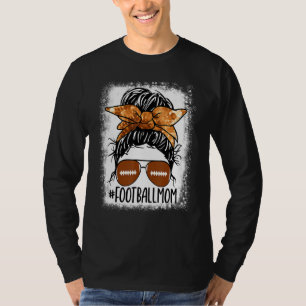 Football Mom Life Tie Dye Bleached  Messy Bun Play T-Shirt
