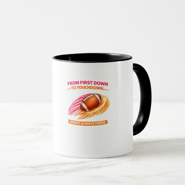 Football Mom Mug – From First Down to Touchdown Mo (Front Right)