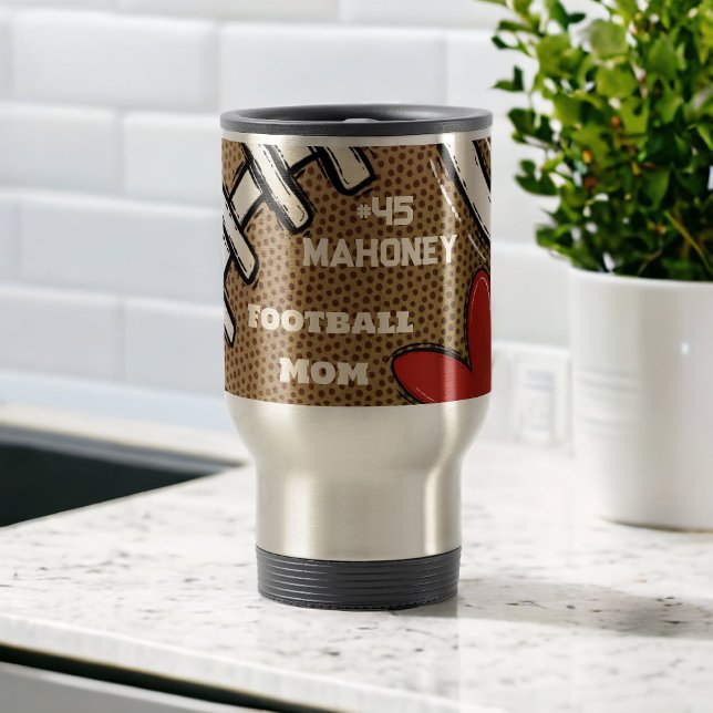 Football Mom Personalized Number Last Name Gift  Travel Mug (Creator Uploaded)