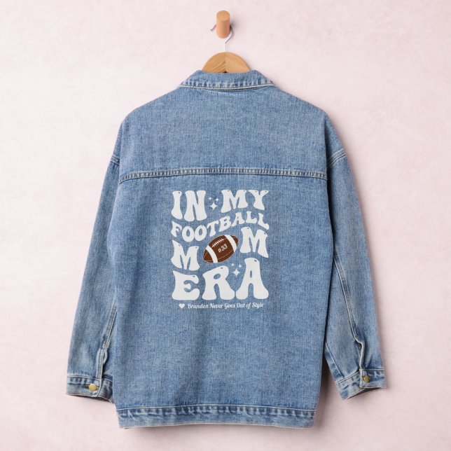 Football Mom Personalized Player Number Game Day Denim Jacket (Hangar)