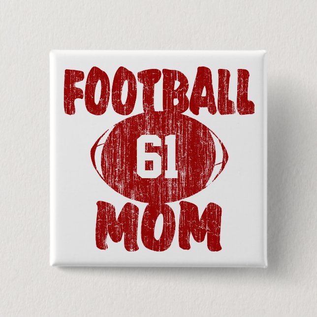Football Mom Red Pinback Button (Front)