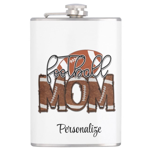 Football Mom Sports Fan Team Game Personalized Flask (Front)