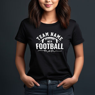 Football Mom Team Name Player Number Black Tri-Blend Shirt