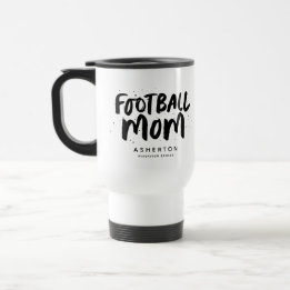 Football mom trendy black type personalized travel mug