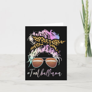 Football Mom With Leopard Print And Messy Bun Card