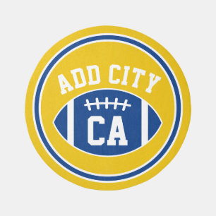 Football Monogram - City State - Yellow White Blue Rug