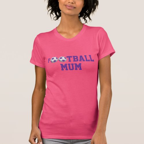 Football Mum v2 Soccer Ball Purple and White T_Shirt