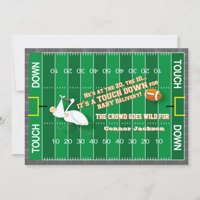 Football MVP & Stork Baby Shower Invitation (Front)