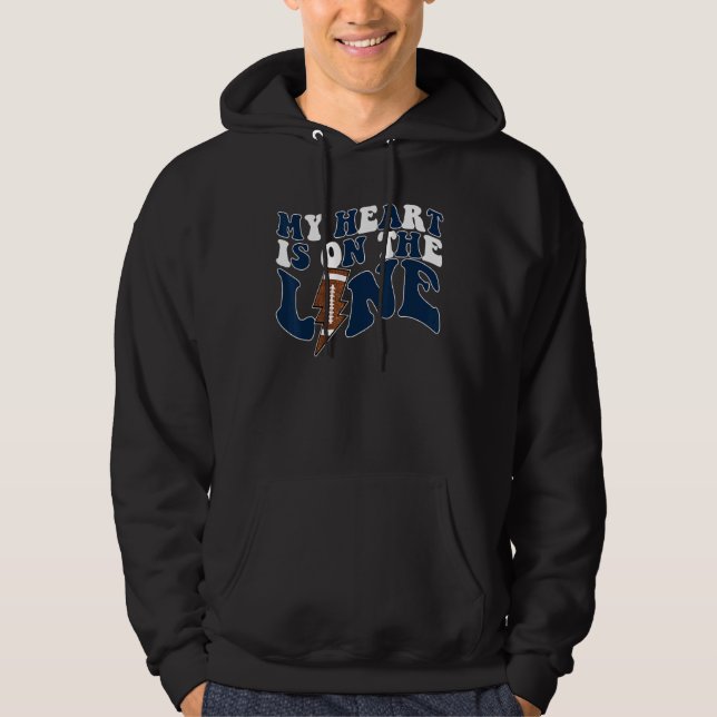 Football My Heart Is On The Line Offensive Lineman Hoodie (Front)