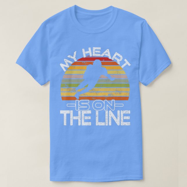 Football My Heart Is On The Line Offensive Lineman T-Shirt (Design Front)