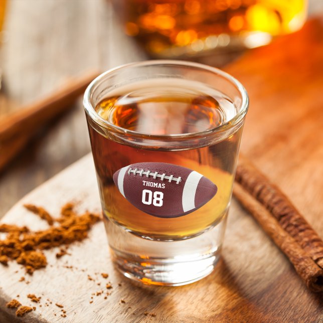 Football Name and Number Personalized Shot Glass (Creator Uploaded)