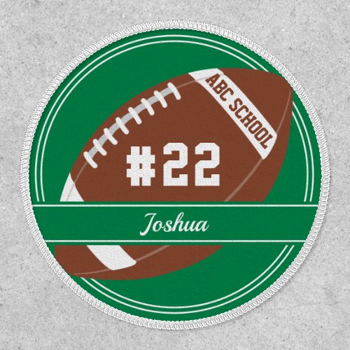 Football Name Jersey Number School Initials Patch