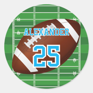 Football | Name & Number Classic Round Sticker