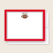 Football Name & Number Green Red Stationery Note Card