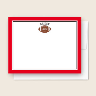 Football Name & Number Green Red Stationery Note Card