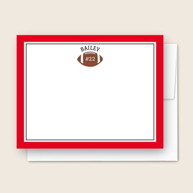 Football Name & Number Green Red Stationery Note Card (Creator Uploaded)