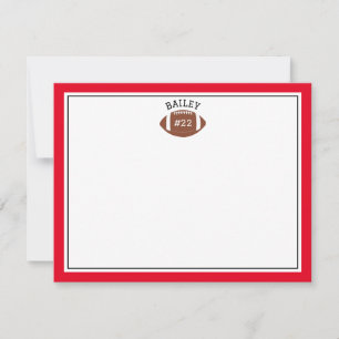 Football Name & Number Green Red Stationery Note Card