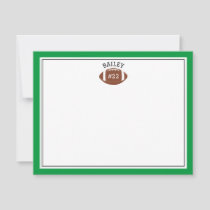 Football Name & Number Green Stationery Note Card