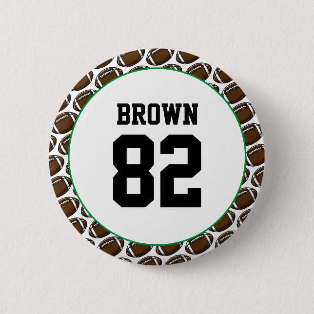 Football Name Number Team Spirit School Colors Button (Front)