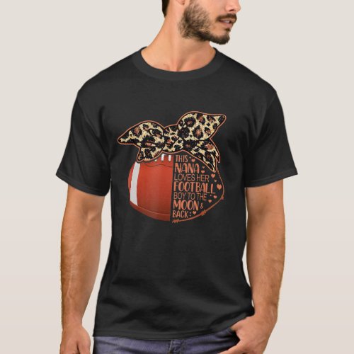 Football Nana Vintage Leopard Messy Bun T_Shirt