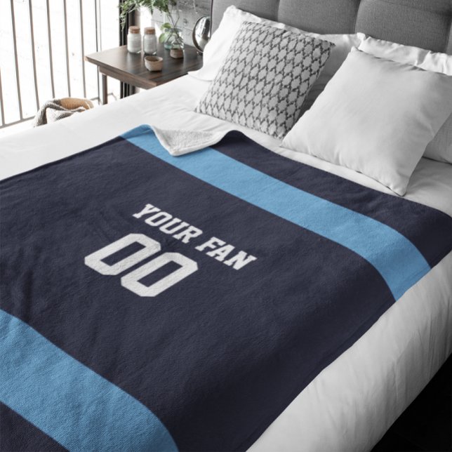 Football Navy, Blue & White Personalized Fleece Blanket (Creator Uploaded)