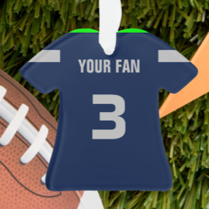Football Navy, Green & Grey Jersey Ornament