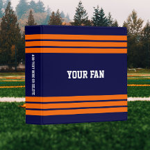 Football Navy & Orange Personalized Binder