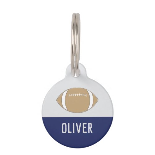 FOOTBALL NAVY PET ID TAG