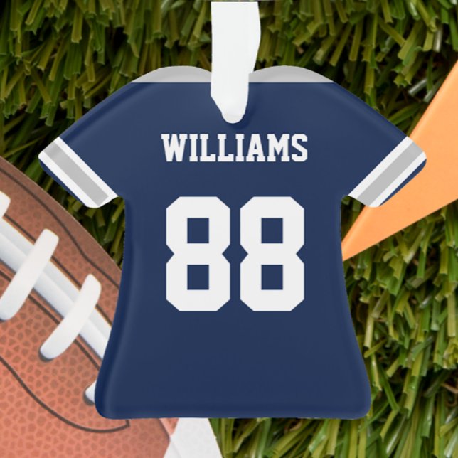 Football Navy, Silver & White Jersey Ornament (Creator Uploaded)