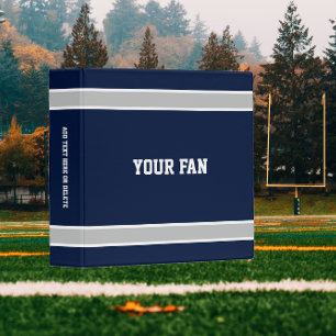 Football Navy, Silver & White Personalized Binder