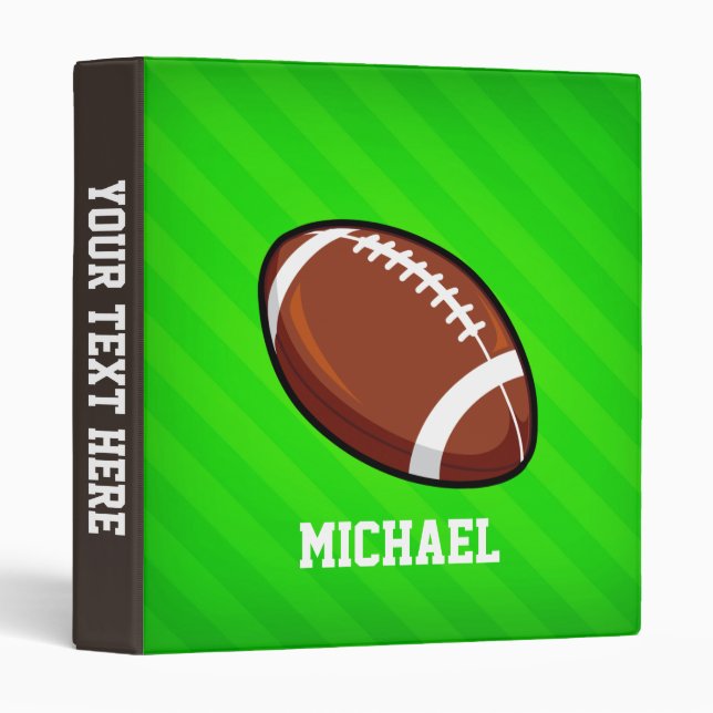Football; Neon Green Stripes 3 Ring Binder (Front/Spine)