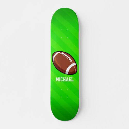 Football Neon Green Stripes Skateboard Deck
