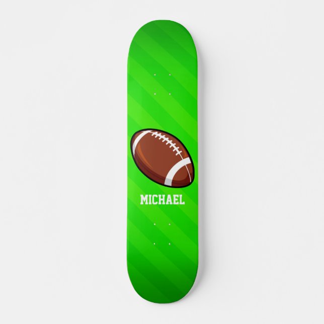 Football; Neon Green Stripes Skateboard Deck (Front)