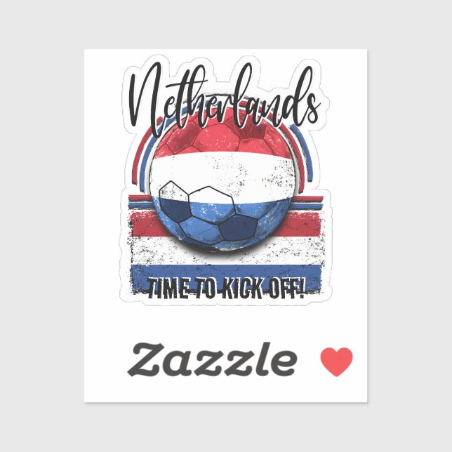 Football Netherlands Flag, Retro Flag Soccer Sticker (Sheet)
