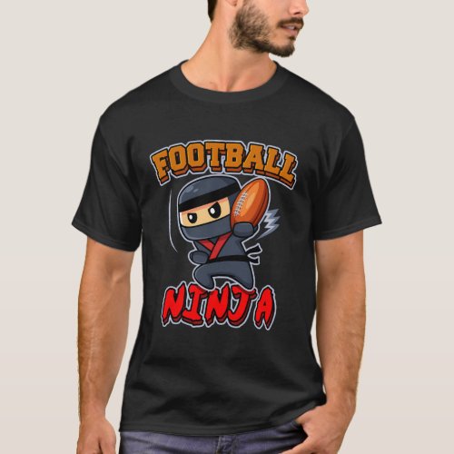 Football Ninja Player Throwing Football Ball T_Shirt