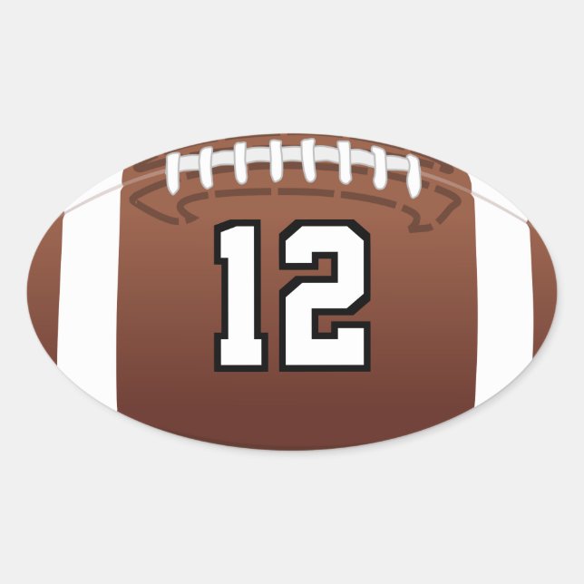 Football Number Oval Sticker (Front)
